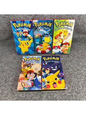 ✅Vintage Pokémon VHS Set Of 5: I Choose You! Pikachu, Seaside Pikachu..